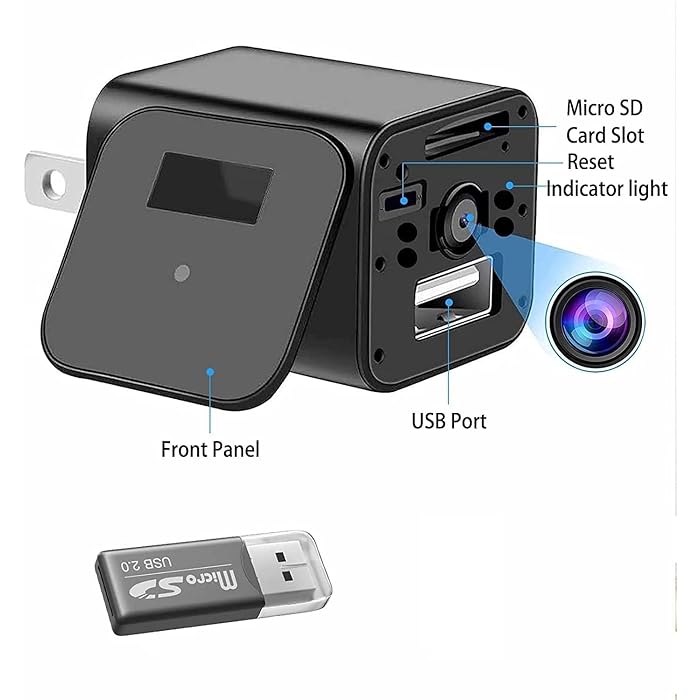 Surveillance Charger Video Camera Recorder Motion Detection Wall Plug With USB Cable