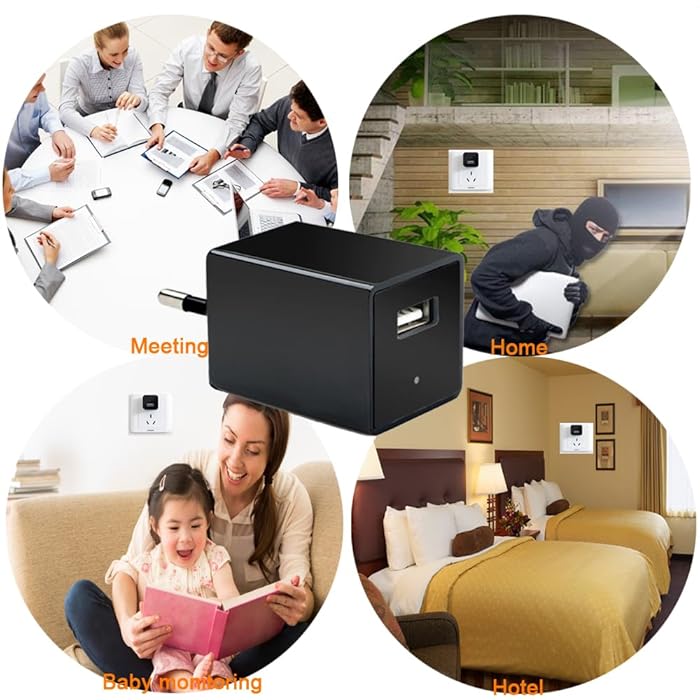 Surveillance Charger Video Camera Recorder Motion Detection Wall Plug With USB Cable