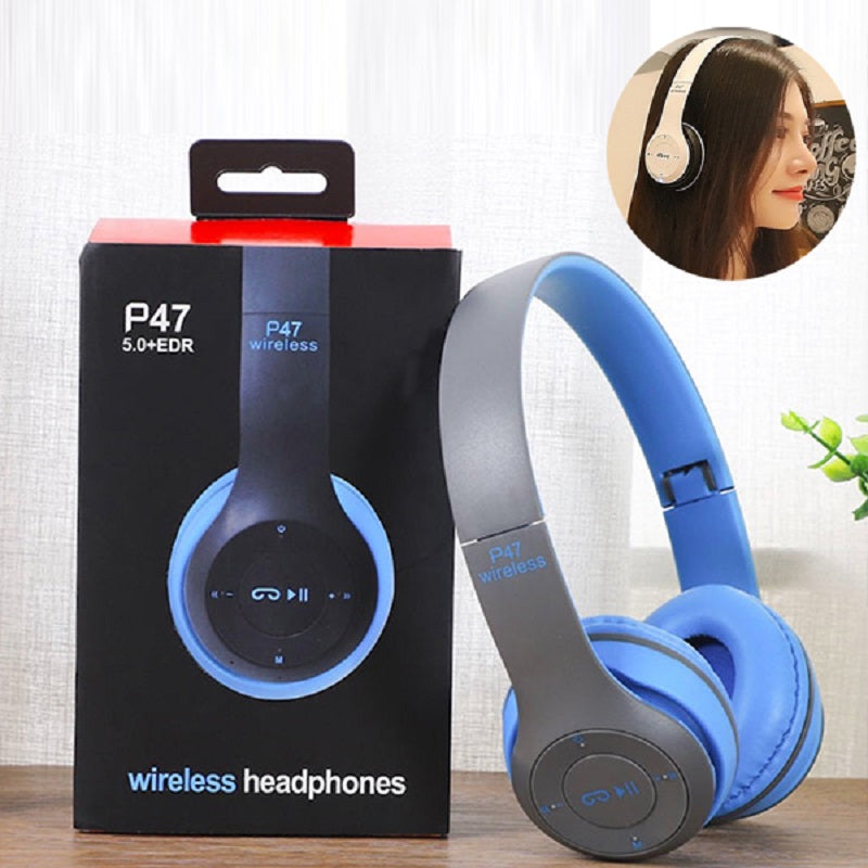 P47 Multifunctional Wireless Foldable Over Ear Headphone (Blue, Green, White, Red, Black)
