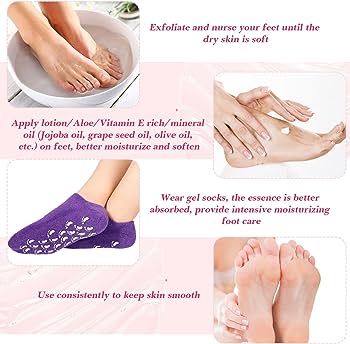 Fantastic Solution For women with Dry ed skin on Heels and Feet. Moisturizing Spa Gel Socks soft of Jojoba Lavender Oil plus Vitamin E a Smell