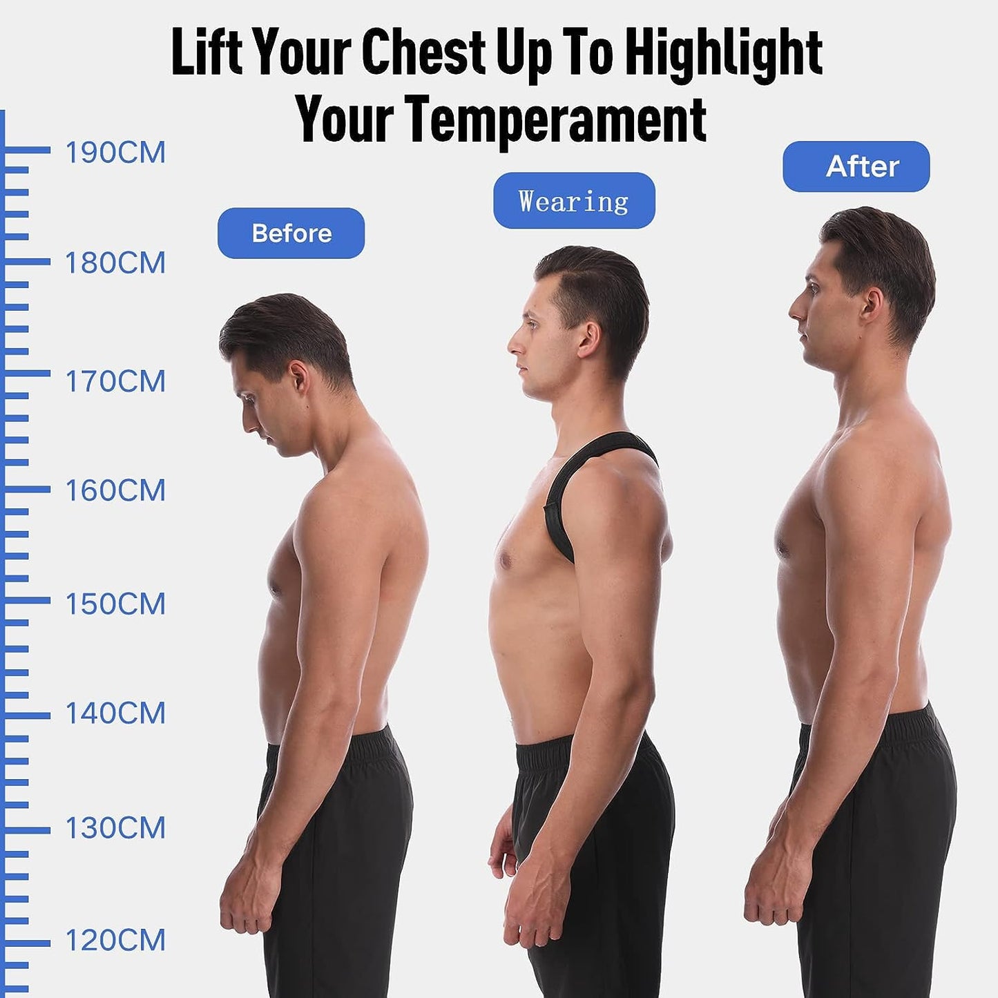 Back Correction Strap, Adjustable Posture Corrector Spine Straightener for Relief of Neck Shoulder Pain