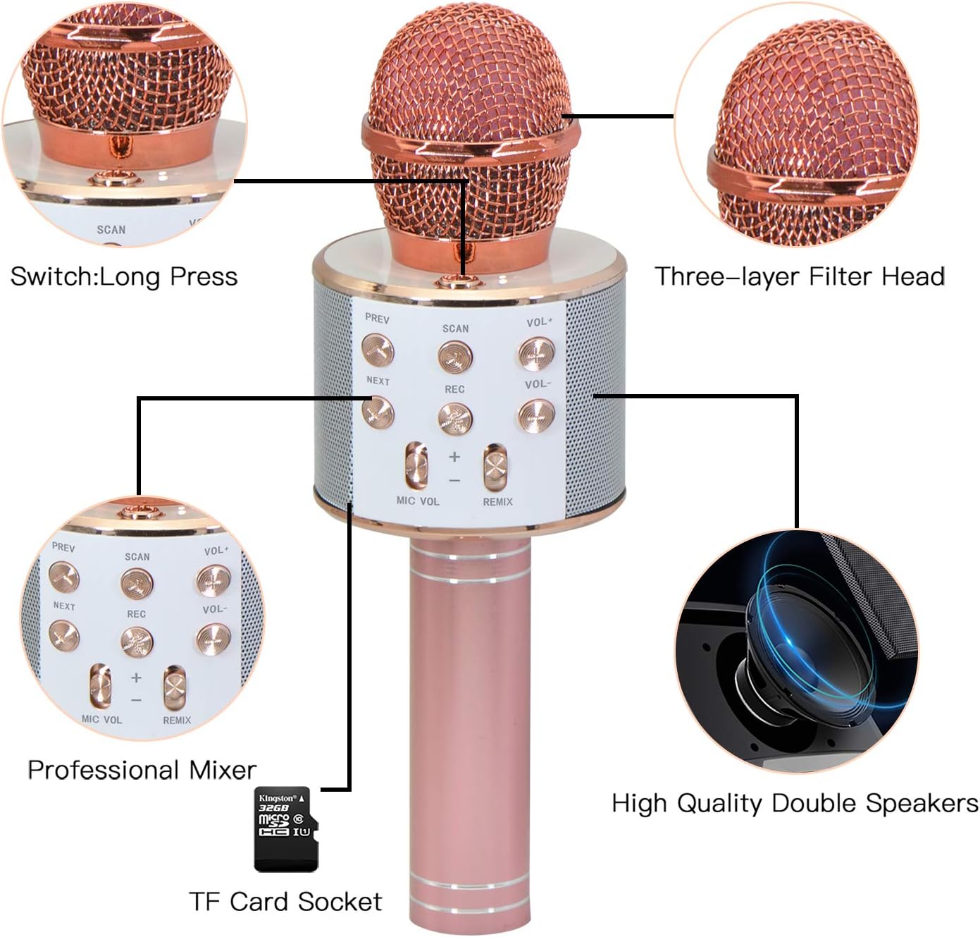 Karaoke Microphone for Singing- Bluetooth
