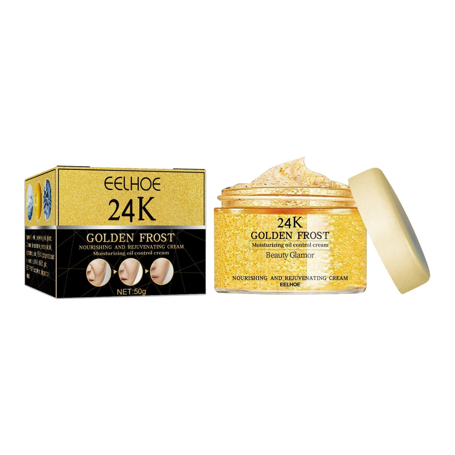 EELHOE 24k Gold Repair Cream Firming Loose Skin Hydrating Moisturizing Rejuvenating Skin Cream Fading Fine Lines (50g)
