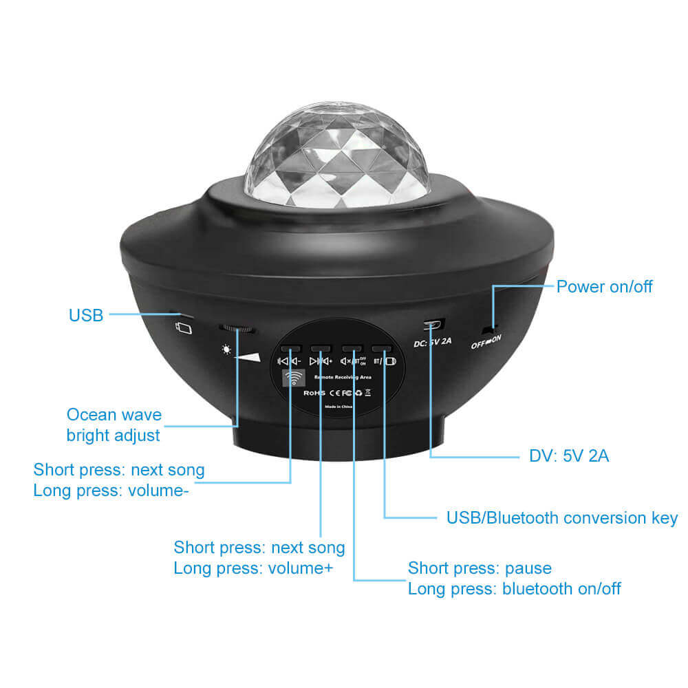 Led Starry Sky Projector, LED night light Projector with Bluetooth Speaker