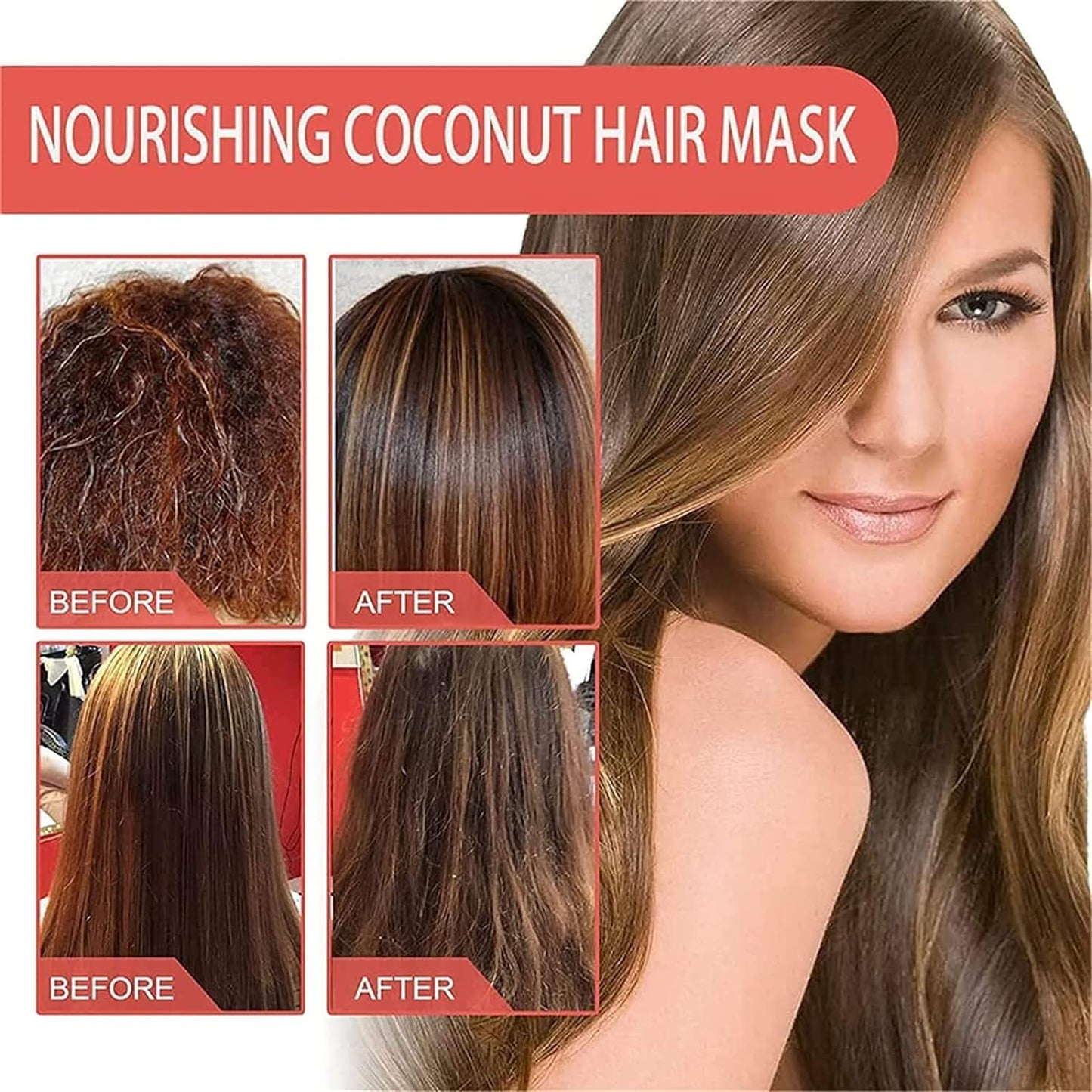 Nourishing Coconut Hair Mask, Coconut Oil Nourishing Hair Mask for Dry Damaged Hair and Growth