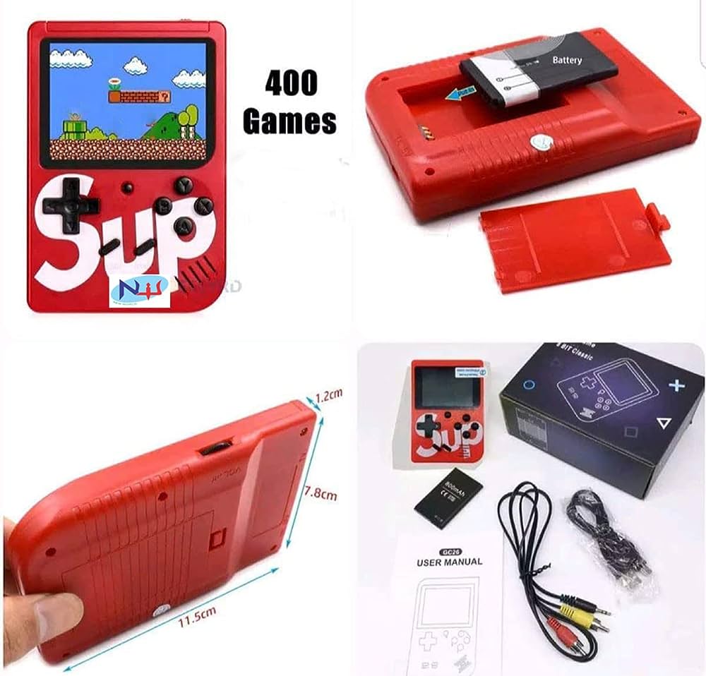 Sup Handheld Game Console, Built-in 400 Games, with 3.0 Inch LCD Display.