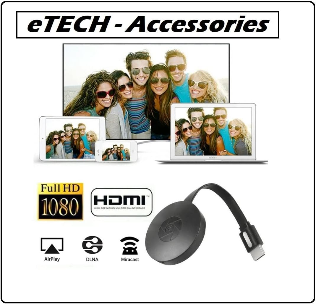 4K Wireless HDMI Screen Mirroring Display Adapter, 4K/HD/WiFi Streaming Video Receiver 1080P HD Support Chrome-Cast (TV/DLNA/AirPlay/Miracast) - Black