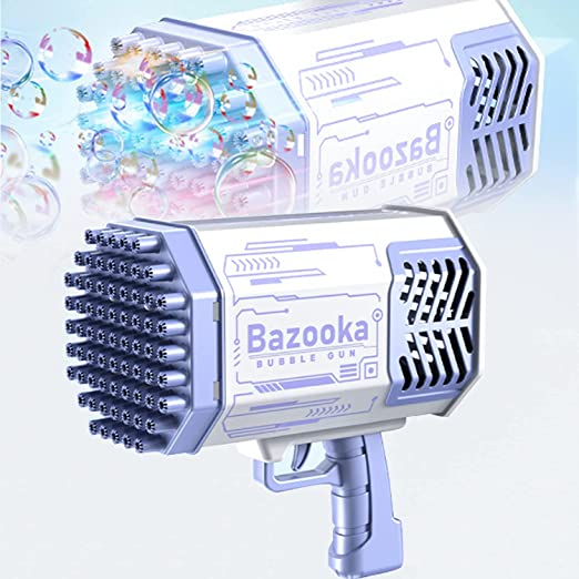 Bubble Gun, 6000+ Bubbles Per Minute 9 Holes Large Bubble Machine Rocket Launcher with Colorful Lights